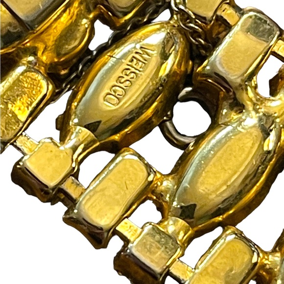 Vintage 1960s Lemon CRYSTAL WEISS Glass gold finish fancy Chunky bracelet - Picture 14 of 14